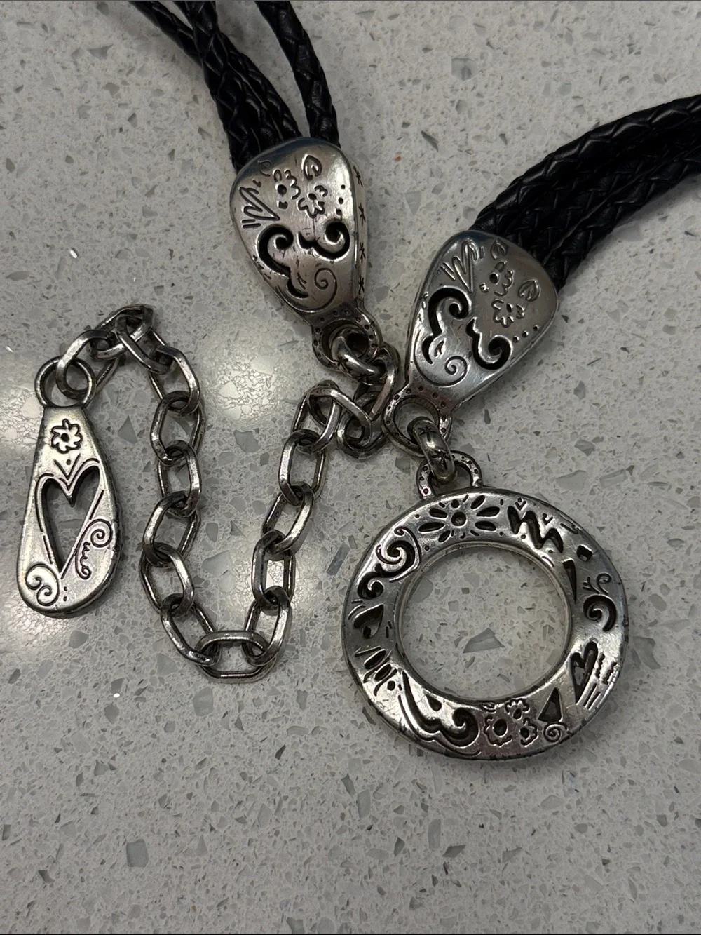 VTG Brighton Black Braided Leather Chain Belt